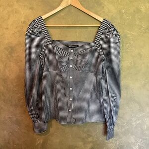 Belle Vere | Gingham Puff Sleeve Bustier Top | S